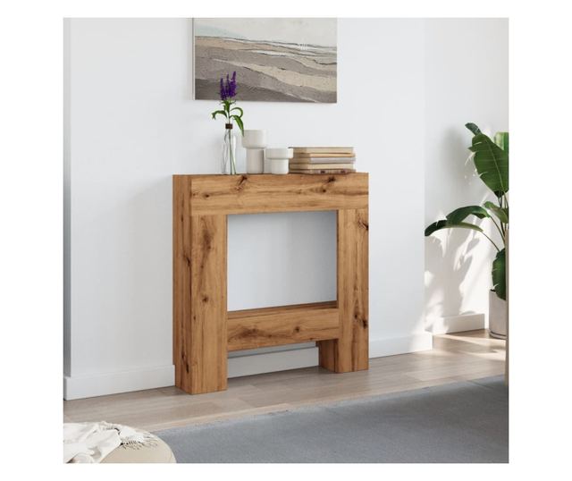 kézműves tölgy színű szerelt fa kandallóburkolat 81 x 18 x 82cm