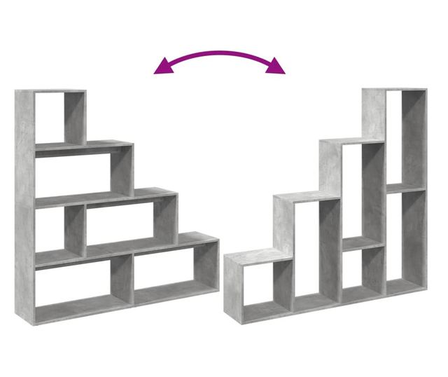 4 szintes betonszürke szerelt fa könyvespolc 143,5x29x143,5 cm