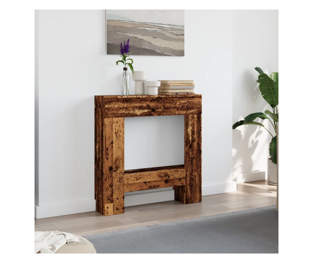 antik fa színű szerelt fa kandallóburkolat 81 x 18 x 82 cm - 3