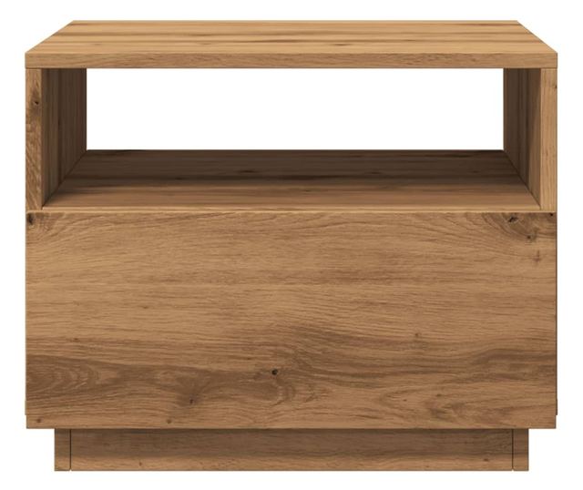 kézműves tölgyszínű dohányzóasztal LED-lámpákkal 50x49x40 cm