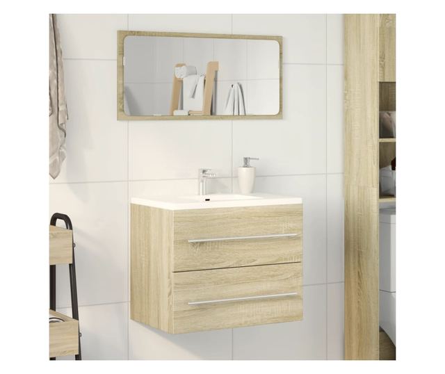 sonoma tölgy színű szerelt fa mosdószekrény 60 x 38,5 x 48 cm