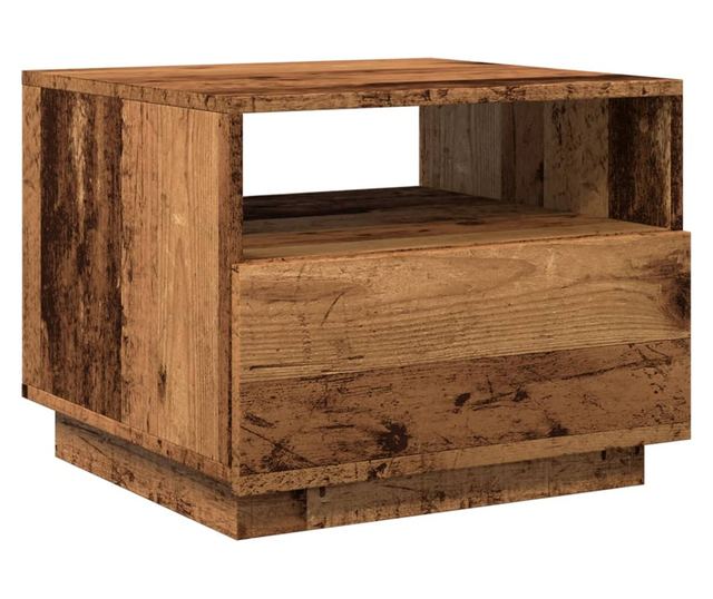 antik fa színű dohányzóasztal LED-lámpákkal 50 x 49 x 40 cm