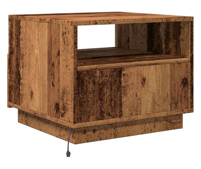 antik fa színű dohányzóasztal LED-lámpákkal 50 x 49 x 40 cm