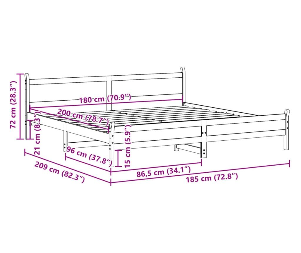 viaszbarna tömör fenyőfa ágy matrac nélkül 180 x 200 cm - 9