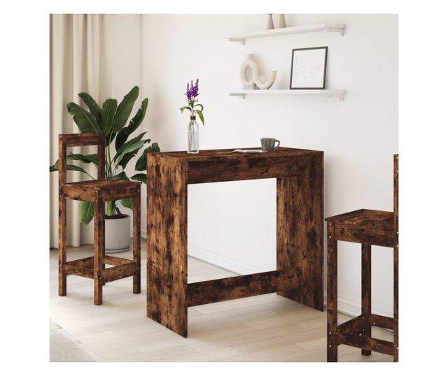 füstös tölgy színű szerelt fa bárasztal 102 x 50 x 103,5 cm