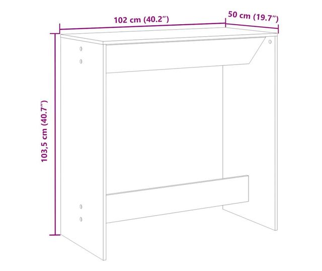 füstös tölgy színű szerelt fa bárasztal 102 x 50 x 103,5 cm