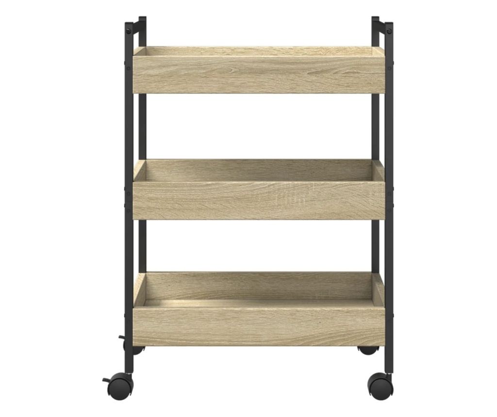 sonoma tölgy színű szerelt fa zsúrkocsi 50 x 30 x 70 cm - 5