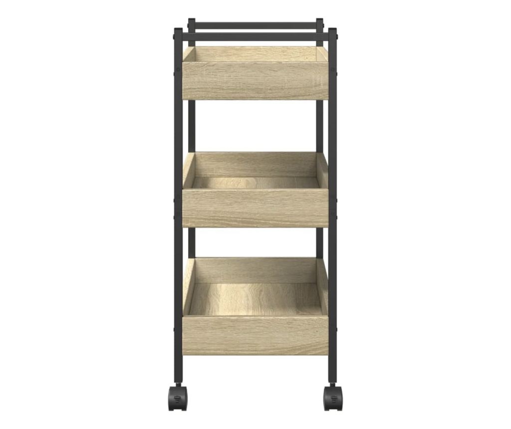 sonoma tölgy színű szerelt fa zsúrkocsi 50 x 30 x 70 cm - 6