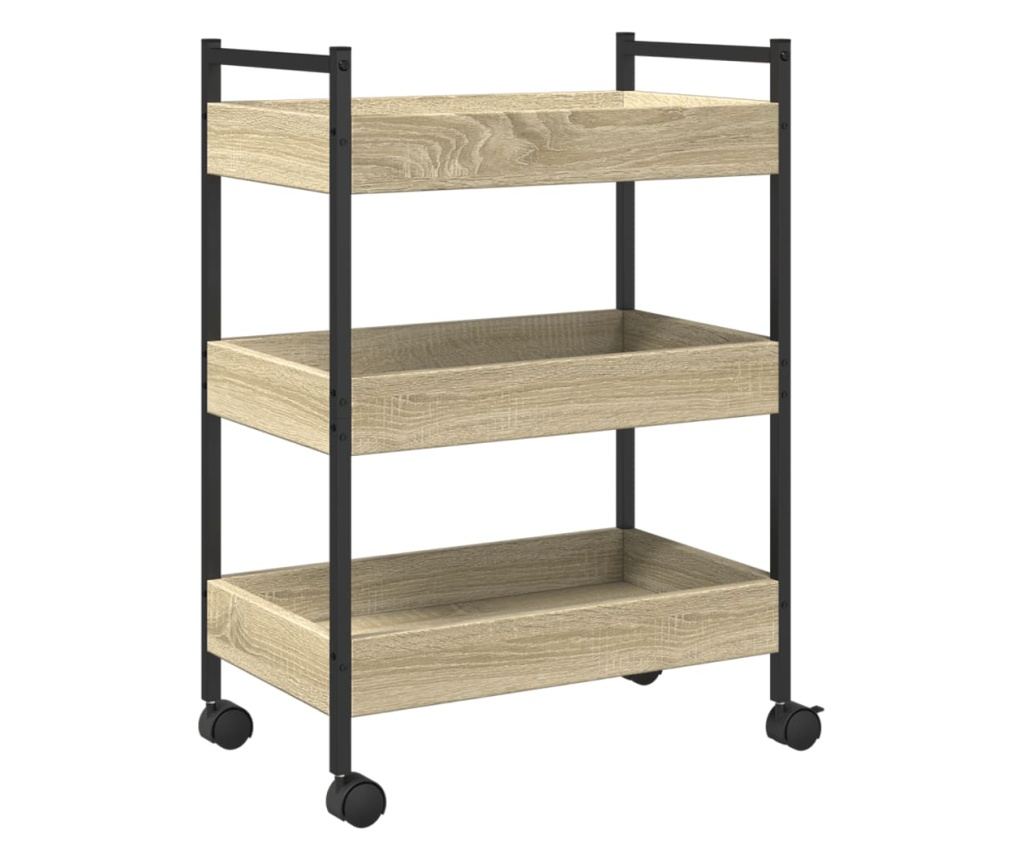 sonoma tölgy színű szerelt fa zsúrkocsi 50 x 30 x 70 cm - 7