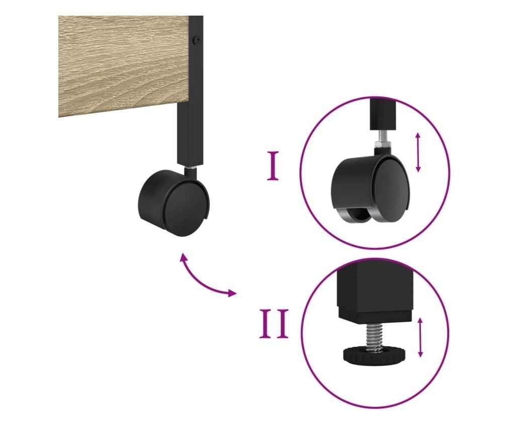 sonoma tölgy színű szerelt fa zsúrkocsi 50 x 30 x 70 cm - 9