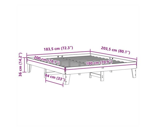 tömör fenyőfa ágy matrac nélkül 180 x 200 cm