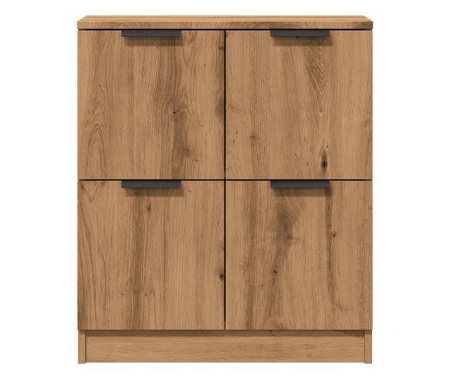 kézműves tölgy színű szerelt fa tálalószekrény 60 x 30 x 70 cm