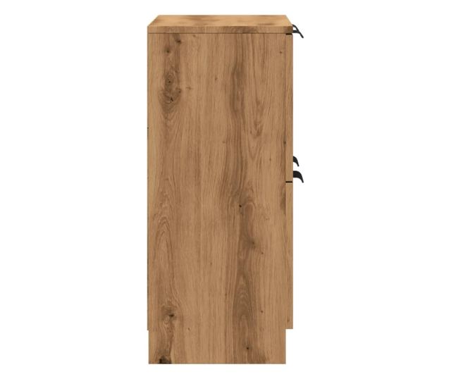 kézműves tölgy színű szerelt fa tálalószekrény 60 x 30 x 70 cm