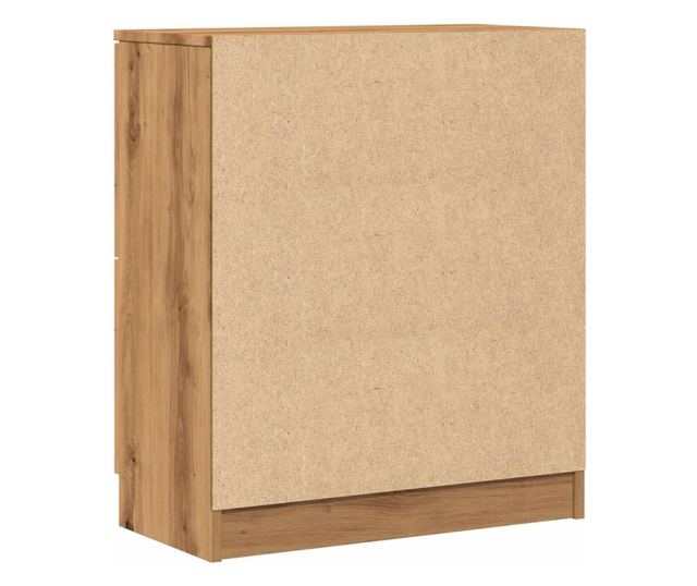 kézműves tölgy színű szerelt fa tálalószekrény 60 x 30 x 70 cm