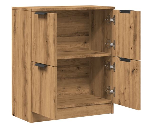 kézműves tölgy színű szerelt fa tálalószekrény 60 x 30 x 70 cm