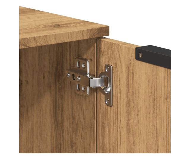 kézműves tölgy színű szerelt fa tálalószekrény 60 x 30 x 70 cm