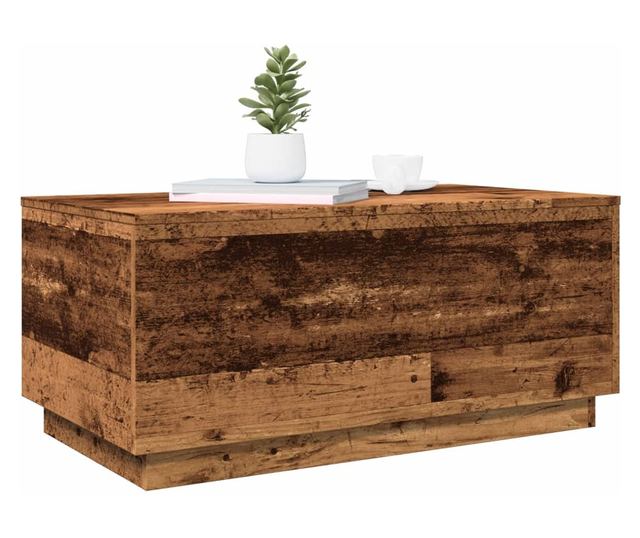 antik fa színű dohányzóasztal LED-lámpákkal 90x50x40 cm