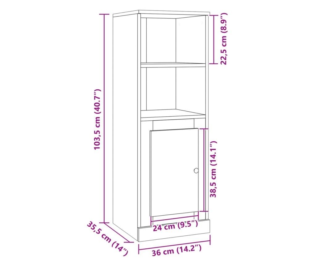 antik fa színű szerelt fa magasszekrény 36 x 35,5 x 103,5 cm - 10