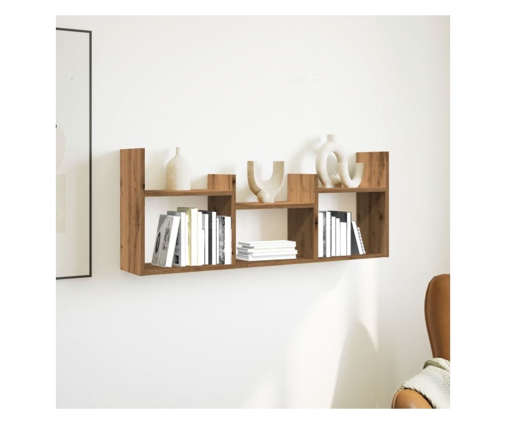 kézműves tölgy színű szerelt fa faliszekrény 100 x 18 x 40 cm - 3