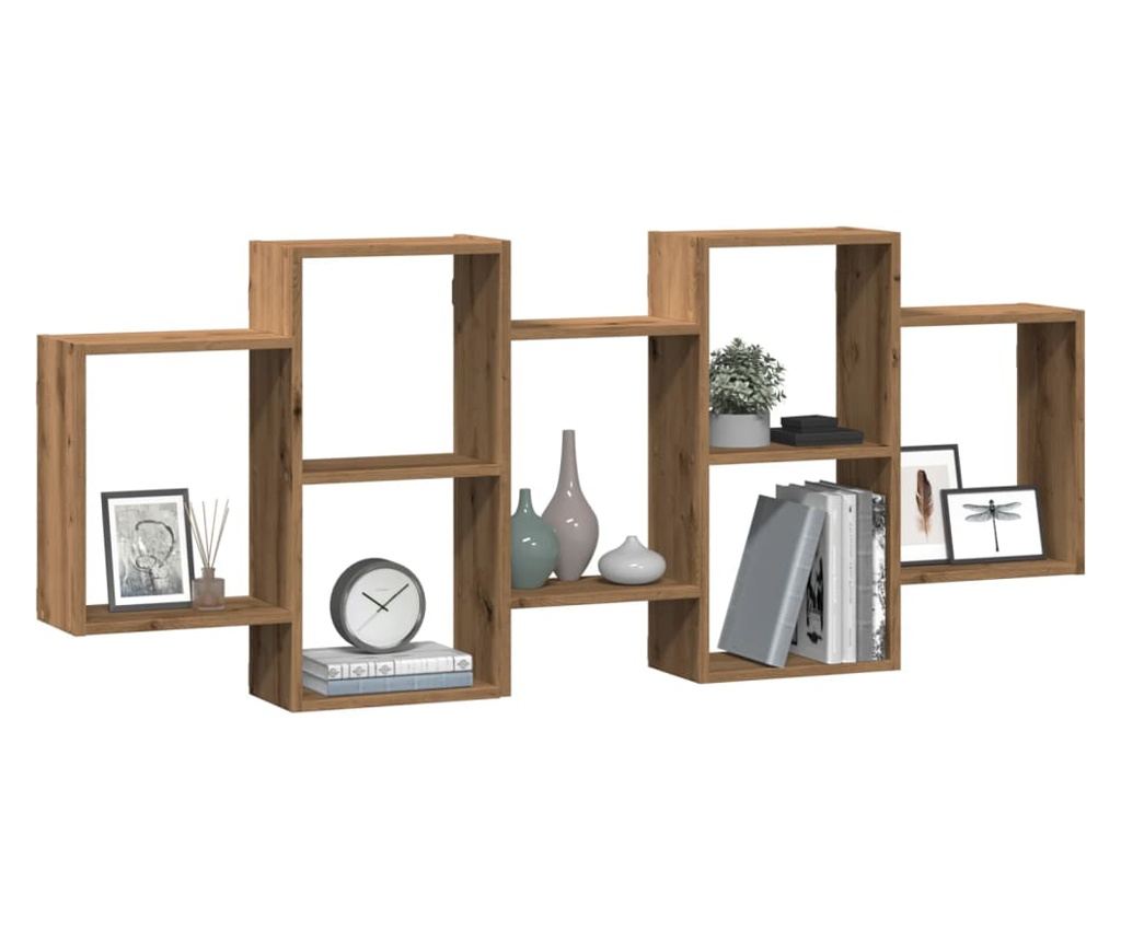 kézműves tölgy színű szerelt fa fali polc 159 x 18 x 65 cm - 3