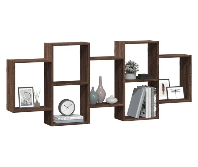 barna tölgy színű szerelt fa fali polc 159 x 18 x 65 cm