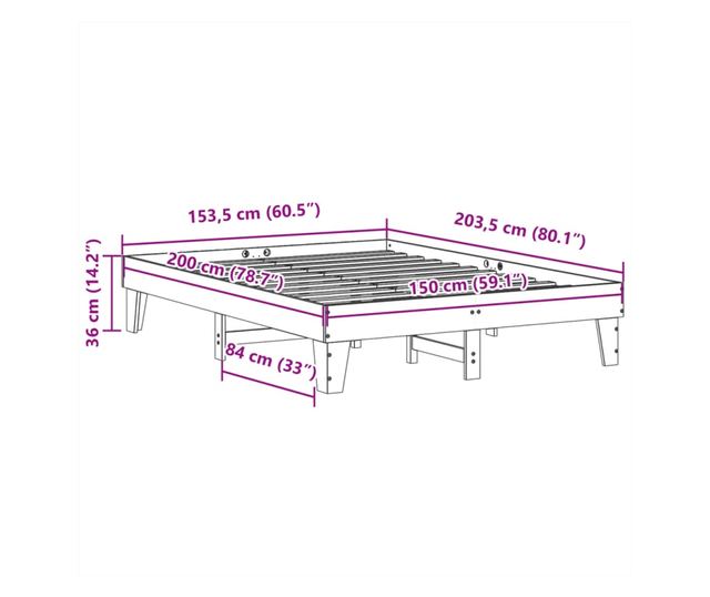 tömör fenyőfa ágy matrac nélkül 150x200 cm