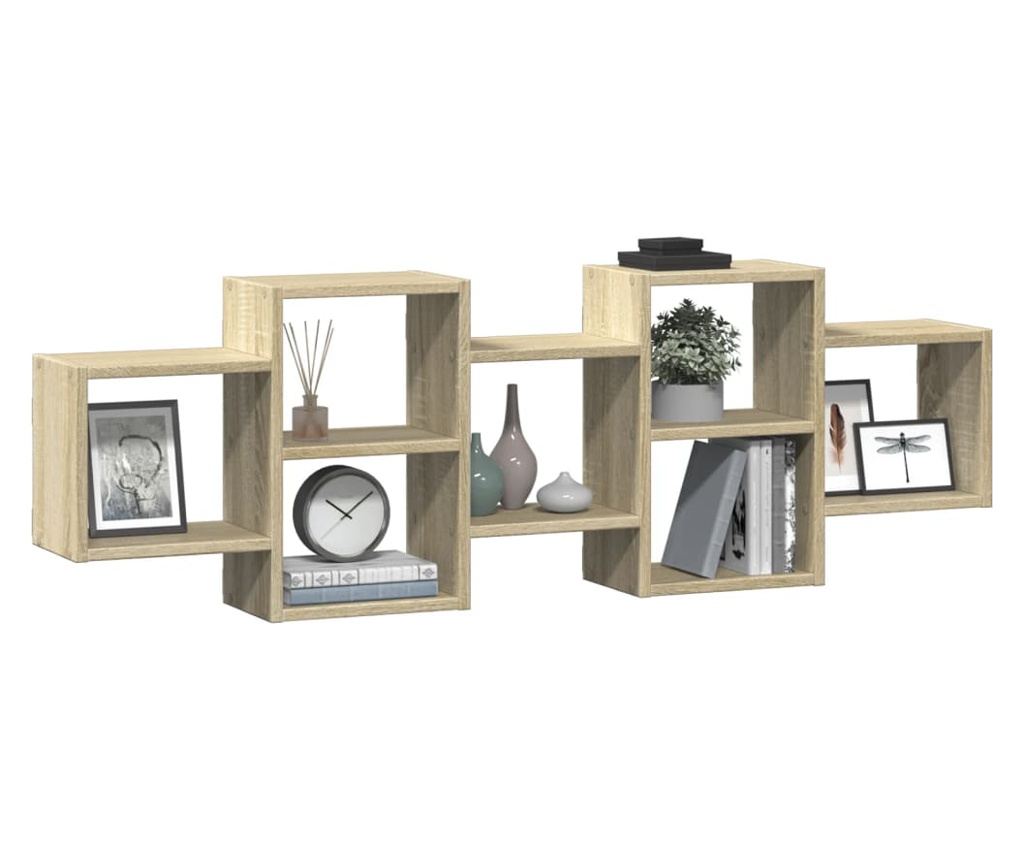 sonoma tölgy színű szerelt fa fali polc 129 x 18 x 42 cm - 3