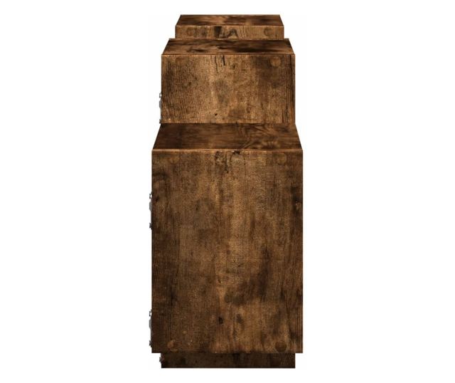 füstös tölgy színű szerelt fa fali polc 129 x 18 x 42 cm