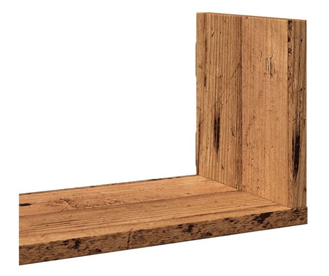 3 db antik fa színű szerelt fa fali polc 80 x 18 x 18 cm