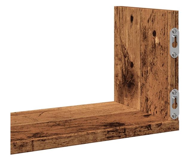 3 db antik fa színű szerelt fa fali polc 80 x 18 x 18 cm