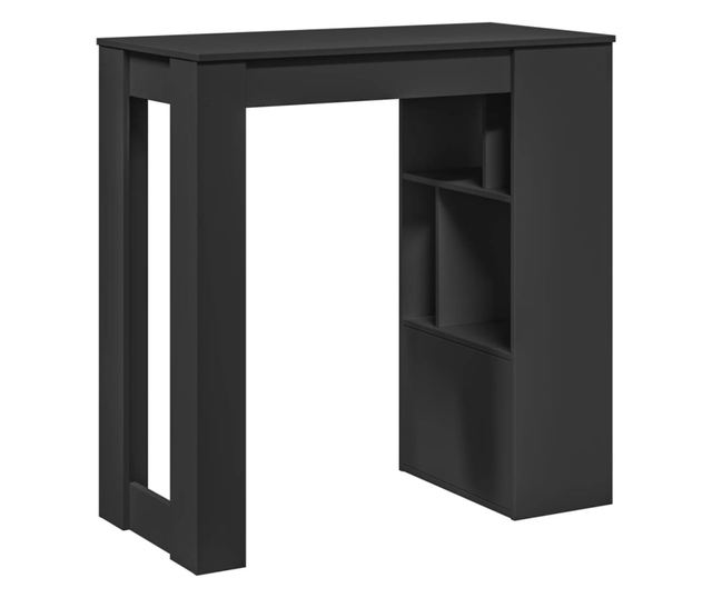 fekete szerelt fa tárolórekeszes bárasztal 102 x 50 x 103,5 cm