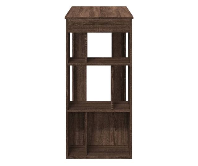 barna tölgy szerelt fa tárolórekeszes bárasztal 102x50x103,5 cm