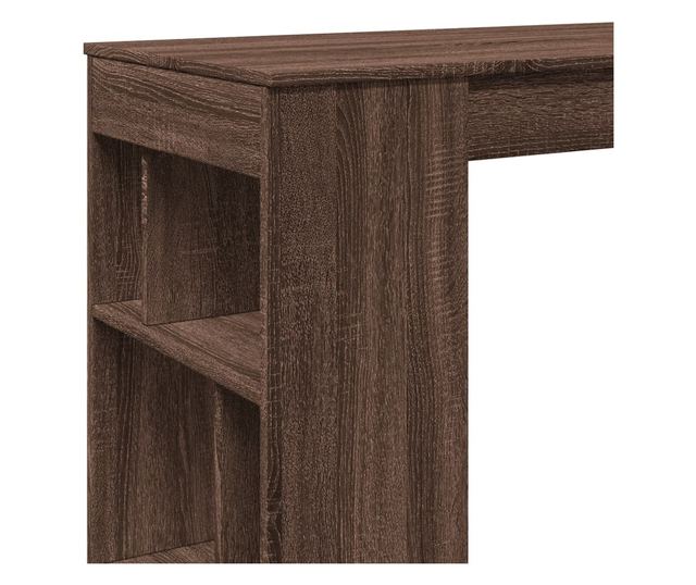 barna tölgy szerelt fa tárolórekeszes bárasztal 102x50x103,5 cm