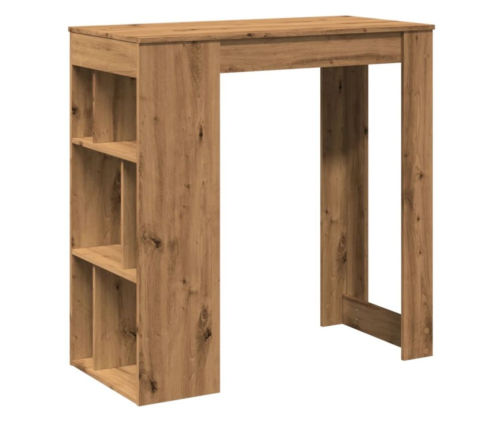 kézműves tölgy szerelt fa bárasztal tárolókkal 102x50x103,5 cm - 2