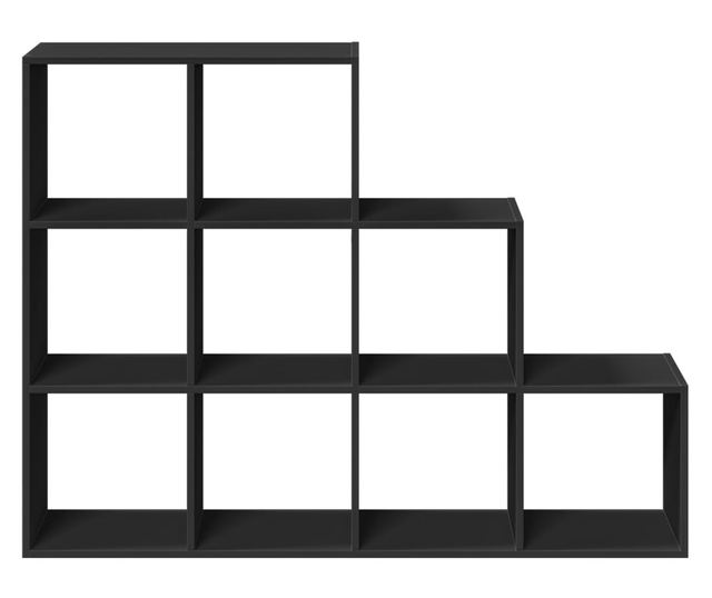 3 szintes fekete fa térelválasztó könyvespolc 137,5x29x103,5 cm