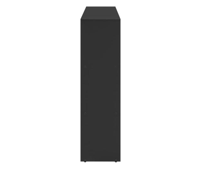 3 szintes fekete fa térelválasztó könyvespolc 137,5x29x103,5 cm