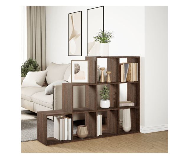 3 szintes barna fa elválasztó könyvespolc 137,5 x 29 x 103,5 cm