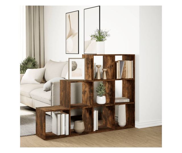 3 szintes füstös tölgy elválasztó könyvespolc 137,5x29x103,5 cm