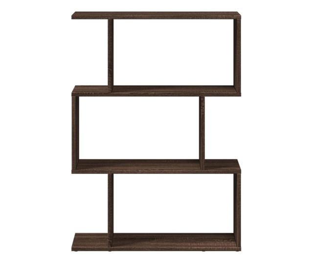 3 szintes barna tölgy fa elválasztó könyvespolc 70x24x97 cm