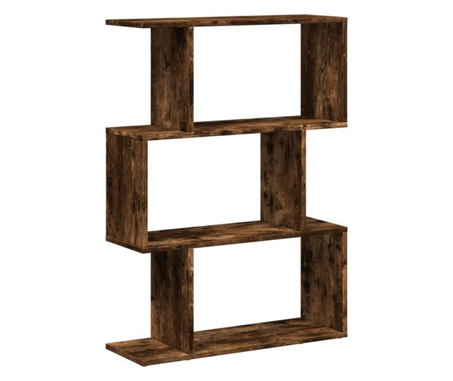 3 szintes füstös tölgy fa elválasztó könyvespolc 70x24x97 cm