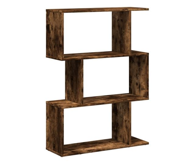 3 szintes füstös tölgy fa elválasztó könyvespolc 70x24x97 cm