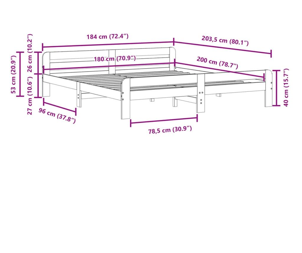 tömör fenyőfa ágy matrac nélkül 180 x 200 cm - 9