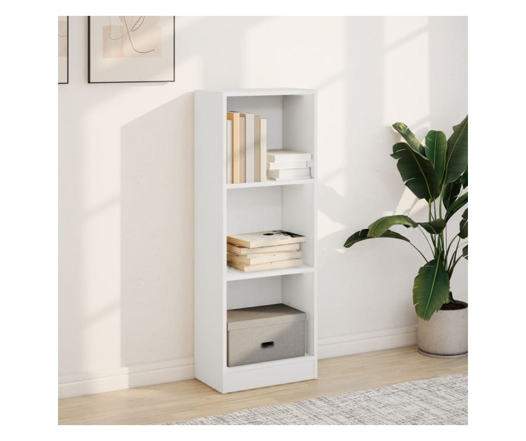 fehér szerelt fa könyvespolc 40 x 24 x 109 cm - 3
