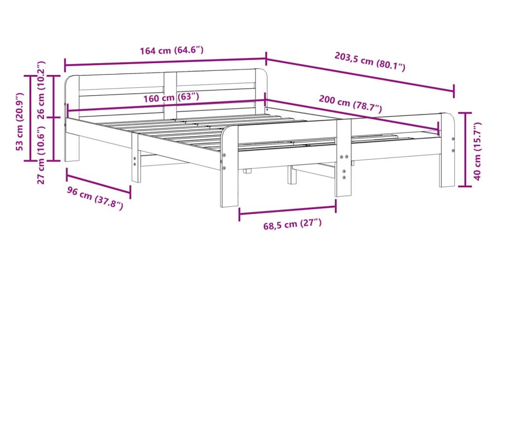 viaszbarna tömör fenyőfa ágy matrac nélkül 160 x 200 cm - 9