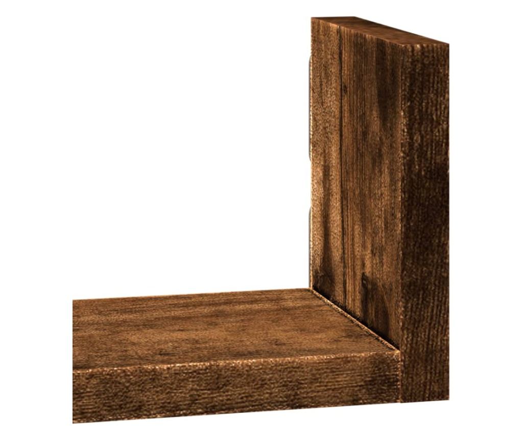 3 db füstös tölgy színű szerelt fa fali polc - 7