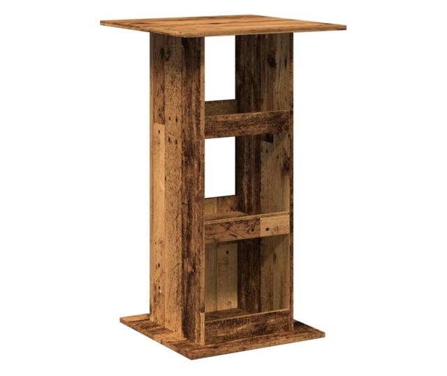 antik fa színű szerelt fa bárasztal tárolóval 60 x 60 x 102 cm