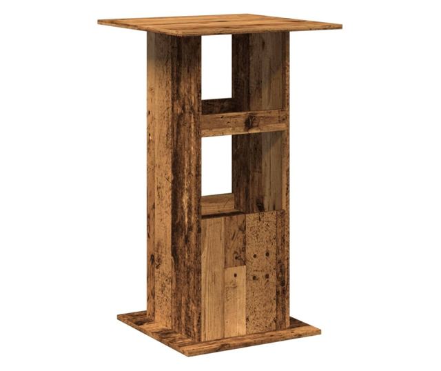 antik fa színű szerelt fa bárasztal tárolóval 60 x 60 x 102 cm