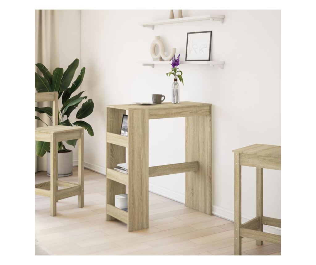 sonoma tölgy szerelt fa bárasztal tárolókkal 90 x 40 x 103,5 cm - 3