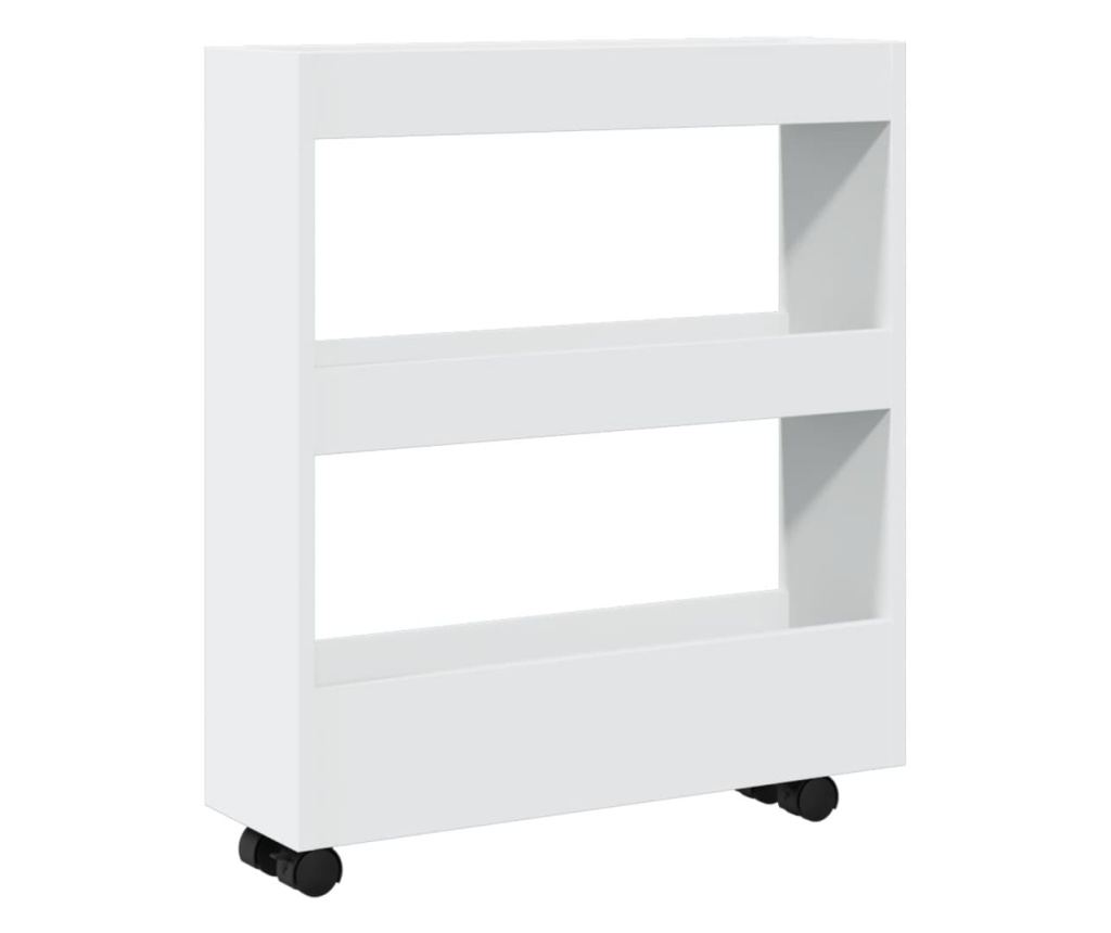 3 szintes fehér szerelt fa keskeny tárolókocsi - 2