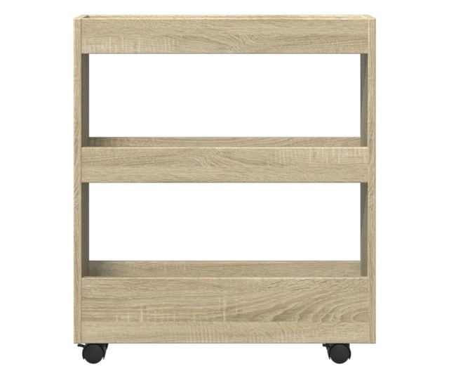 3 szintes sonoma tölgy színű szerelt fa keskeny tárolókocsi